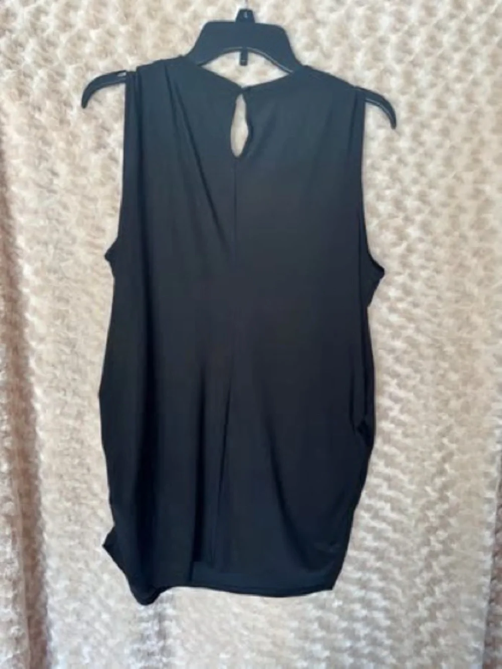 New Beaded Neckline maternity Sleeveless Tank Top - Black- XL